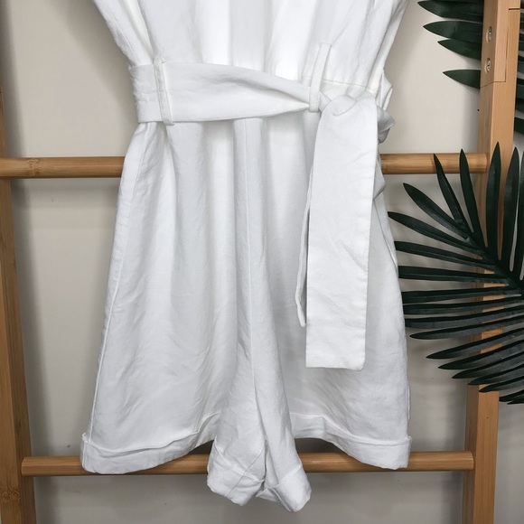 SOLD Zara White Frill Ruffle Linen Blend Romper S - Picture 5 of 12